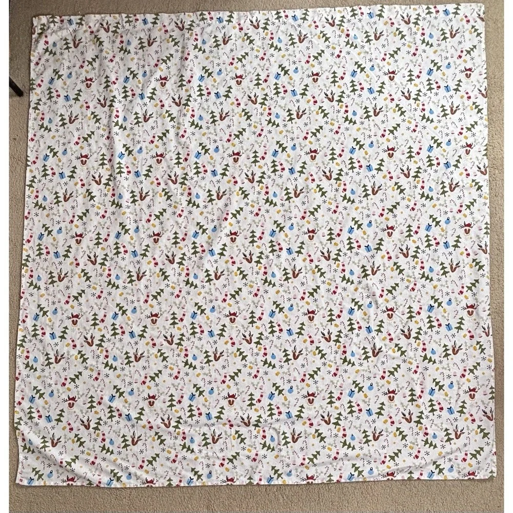 Christmas Holiday Theme Shower Curtain Tree Reindeer Holly Candy Cane‎ Gift Bell